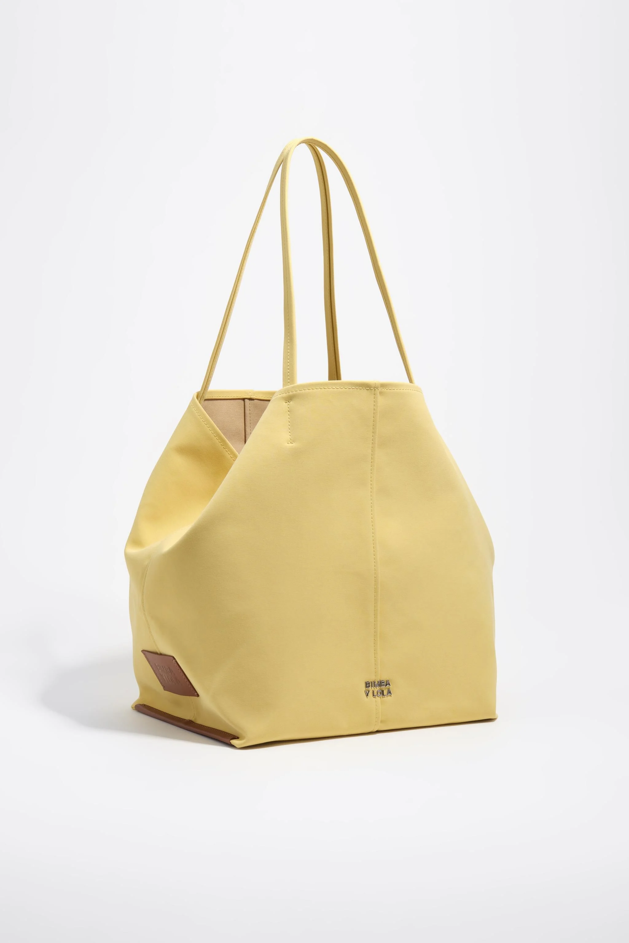 Sacola de compras grande em gabardine com estampa de banana