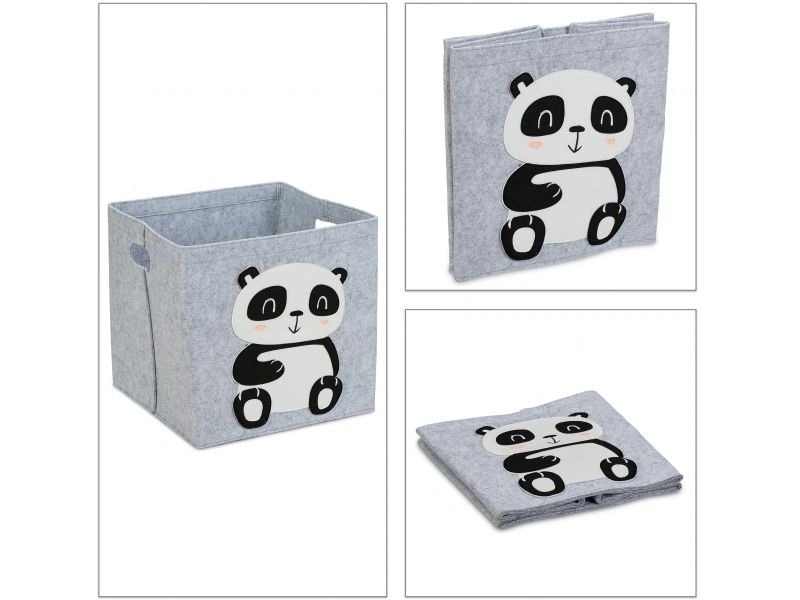 relaxdays Spielzeugkorb Panda Idealer Aufbewahrungskorb für das Kinderzimmer