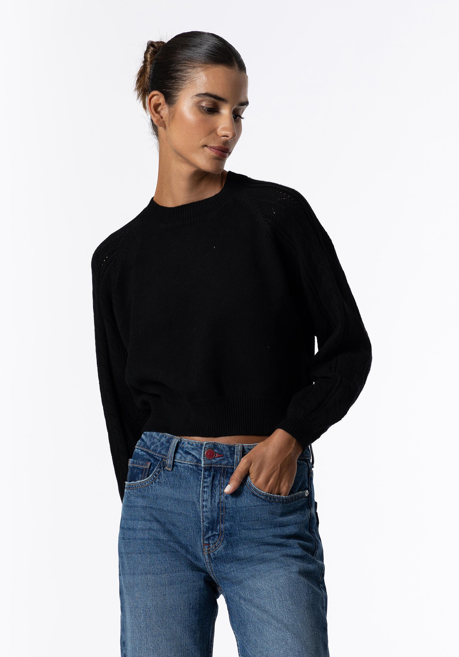 Camisola de Malha Mangas Perfuradas