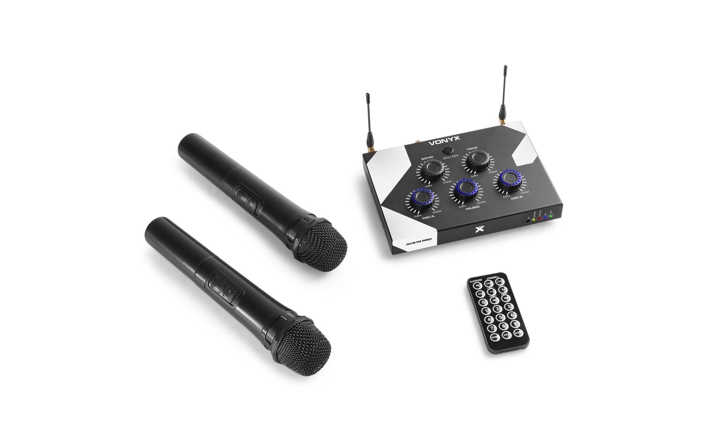 Endstufe Karaoke AV510<br>Kompakter und leichter Mikrofoncontroller mit 2 Mikrofone
