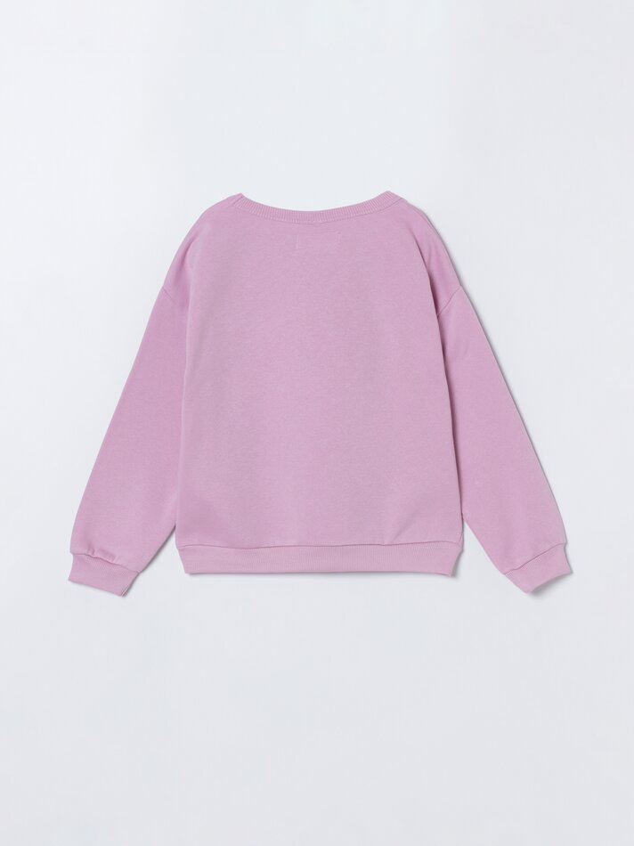 Conjunto com 2 moletons, um liso e outro estampado - Rosa Lilás