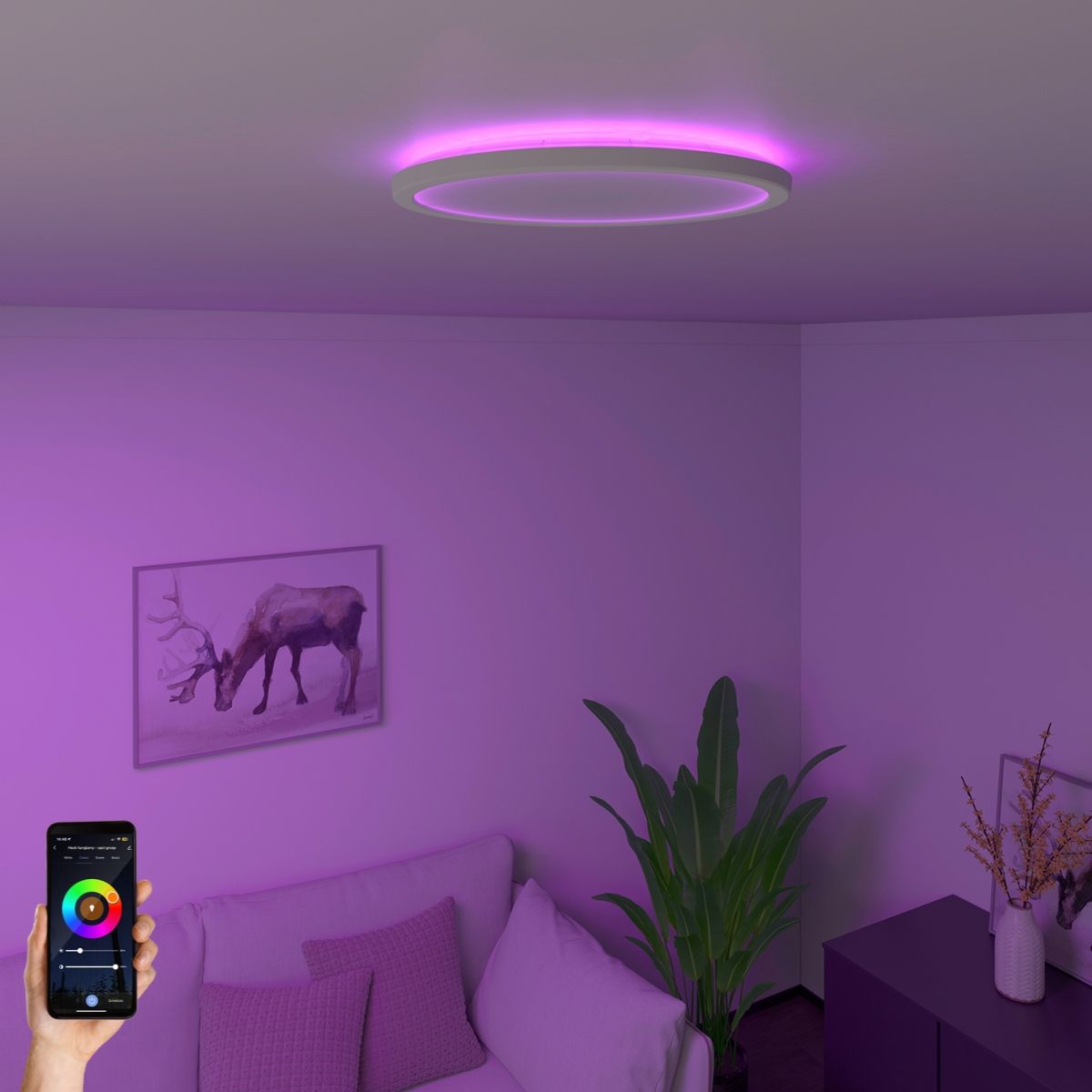 Smart plafondlamp wit 29,5 cm incl. LED RGBW IP54 - Siem