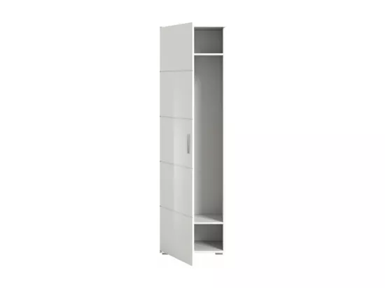 Prego armoire de rangement 1 porte, 1 barre de suspension brillant blanc,blanc.