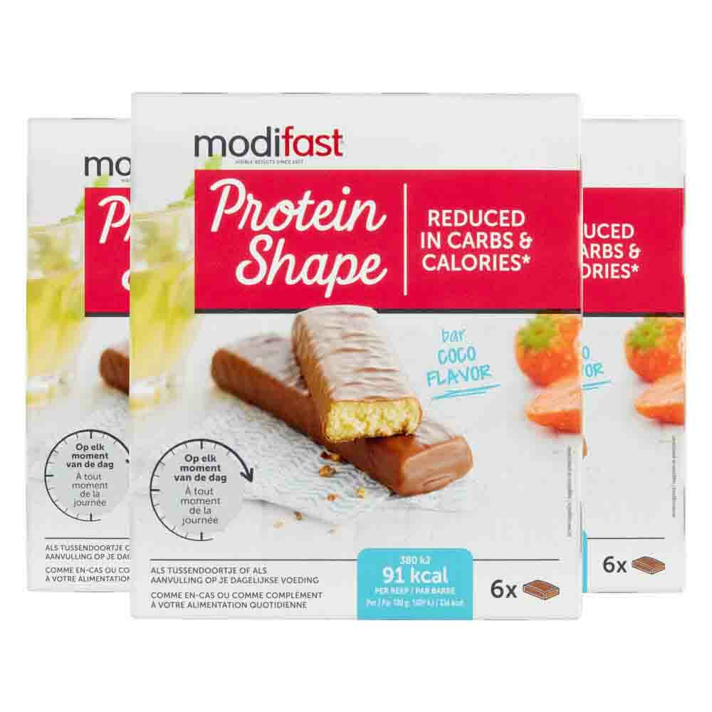 3x Modifast Protein Shape Reep Chocolade-Kokos6 x 27 gr