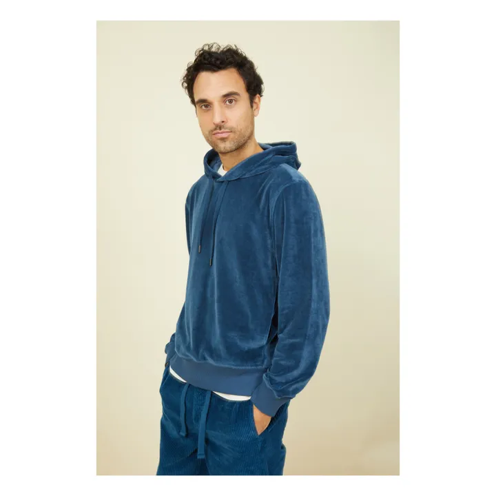 SMALLABLE BASICS Hoodie Velours Homme Coton Bio | Océan