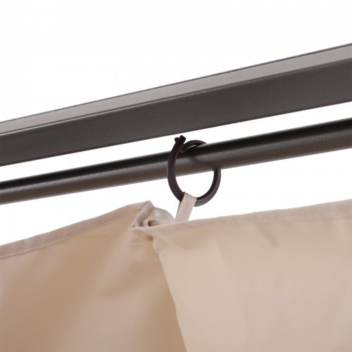 Gazebo com teto retrátil para jardim, bege e preto.