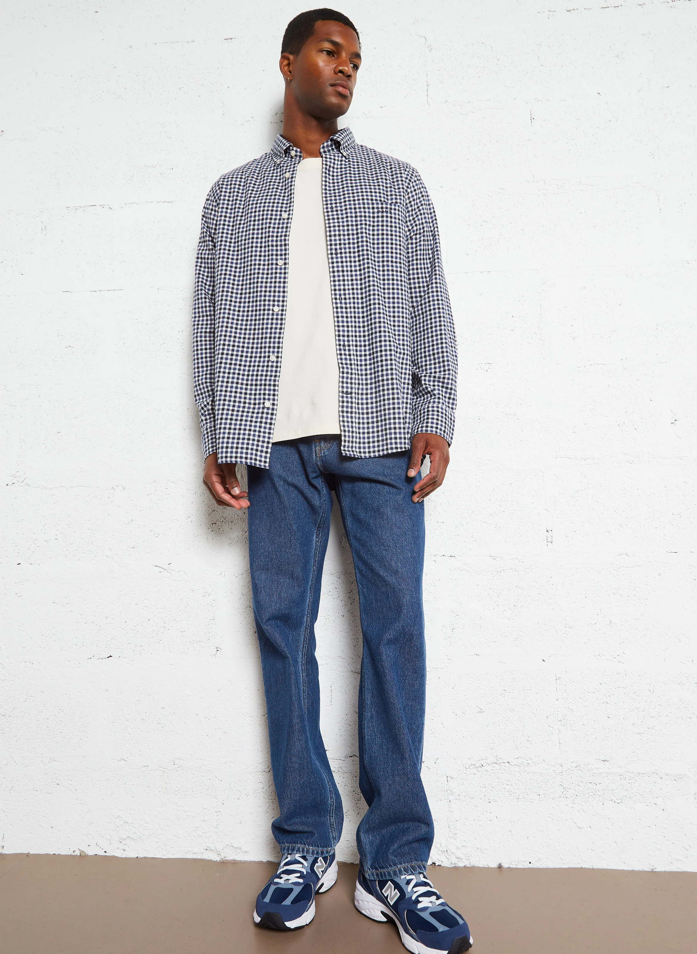 Chemise regular à carreaux en coton | Bleu