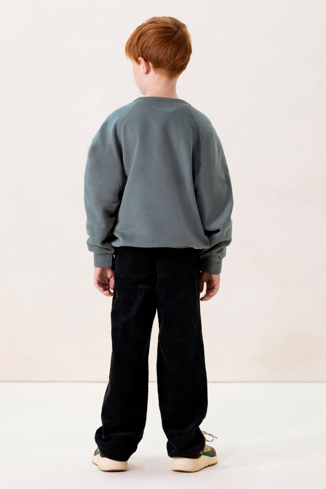 Blauwe raglan sweater met artwork