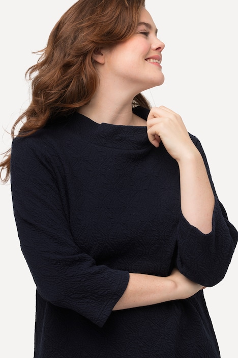 Sweatshirt, Struktur, Stehkragen, 3/4-Arm, Biobaumwolle