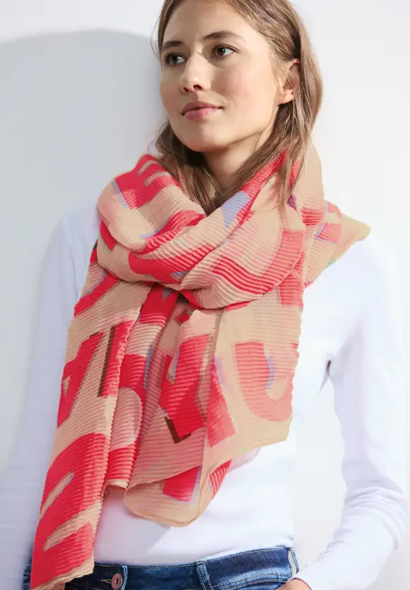 Plissée Schal - vibrant coral