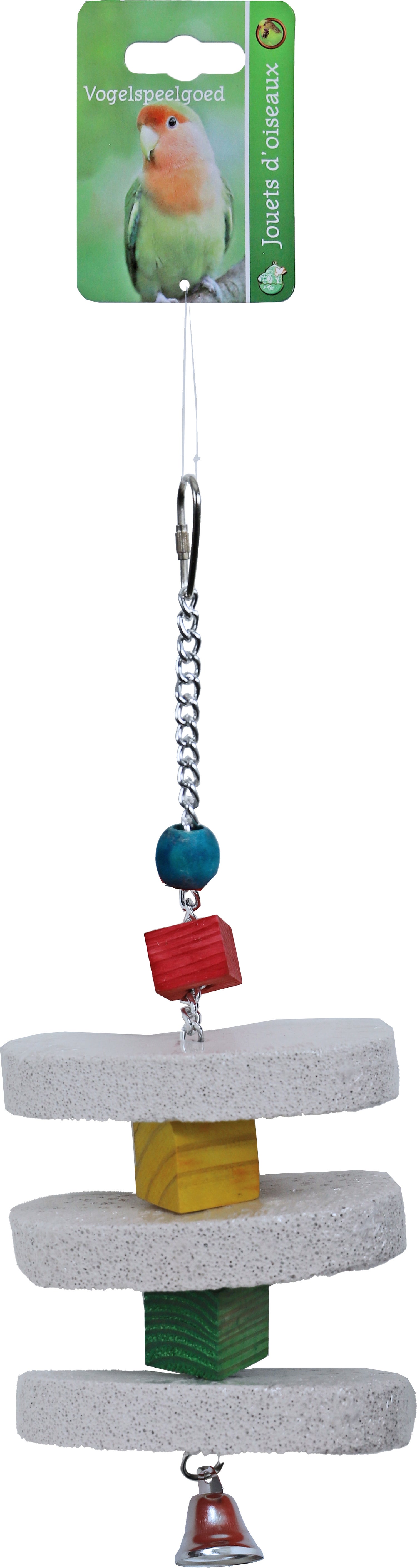 Boon vogelspeelgoed ladder puimsteen met klos en bel 13 x 6 x 32 cm
