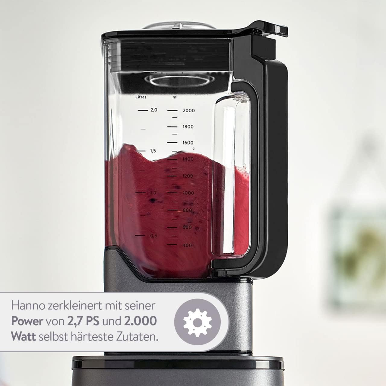SPRINGLANE Hochleistungsmixer Hanno – Smoothie Maker 2000 W 32000 U/min mit Selbstreinigungsfunktion – inkl. Rezeptheft & Stößel