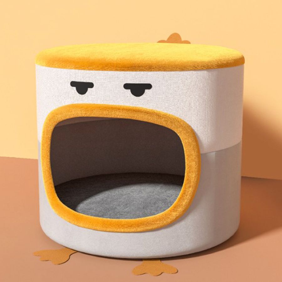 casinha de animais de estimação com carinha sorridente