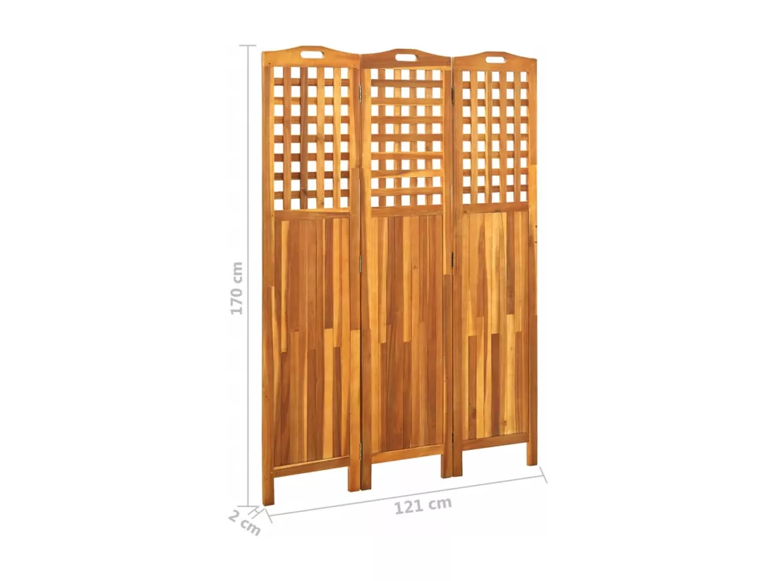 Cloison de séparation 3 panneaux 121x2x170 cm Bois d'acacia