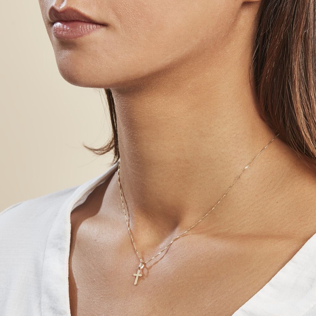 Pendentif Bathilde Croix Diamantee Or Jaune