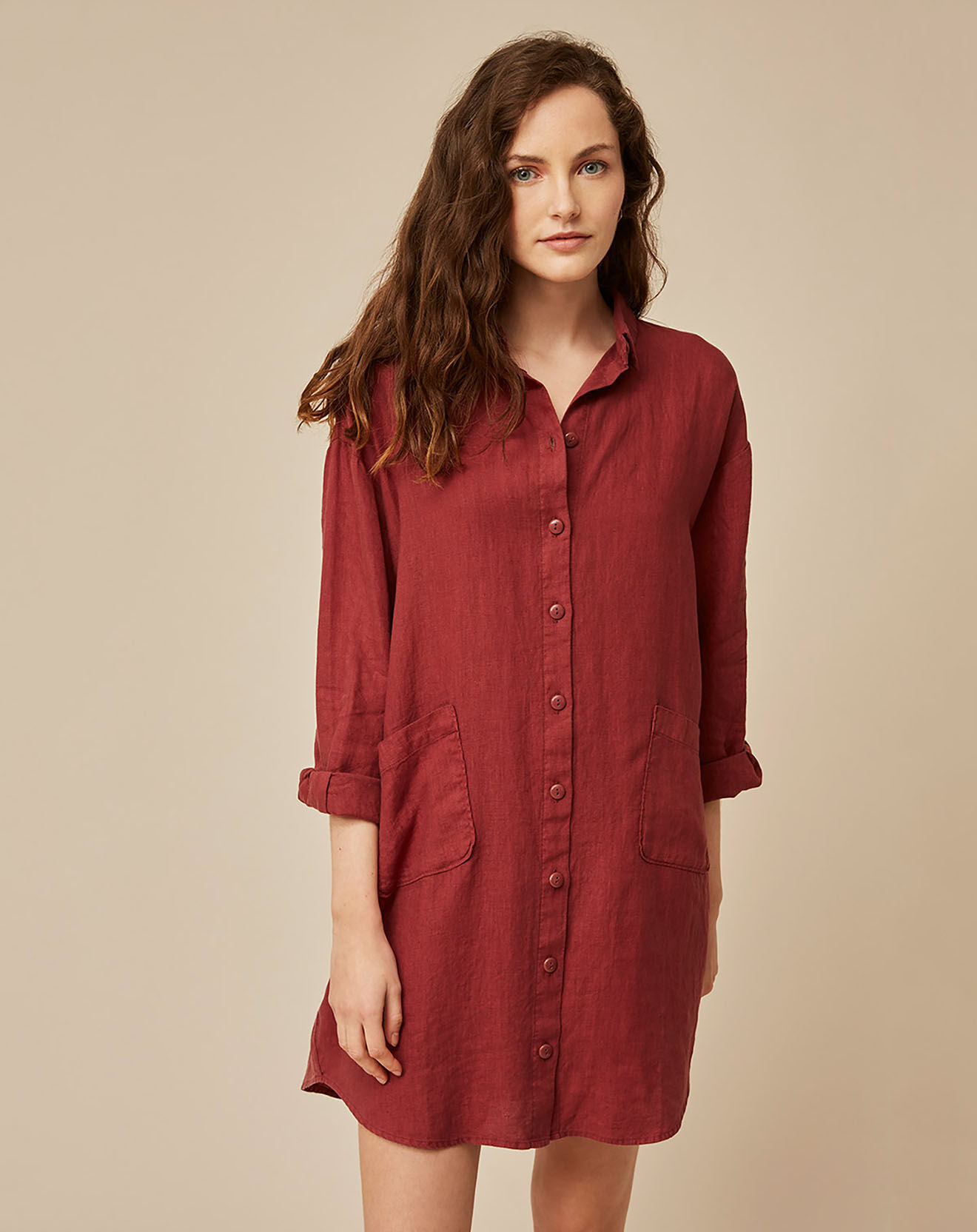 Harris Wilson Robe 100% Lin Caroline terracotta