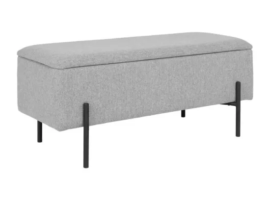Watford - Banc avec coffre de rangement en tissu et métal : Couleur - Gris clair