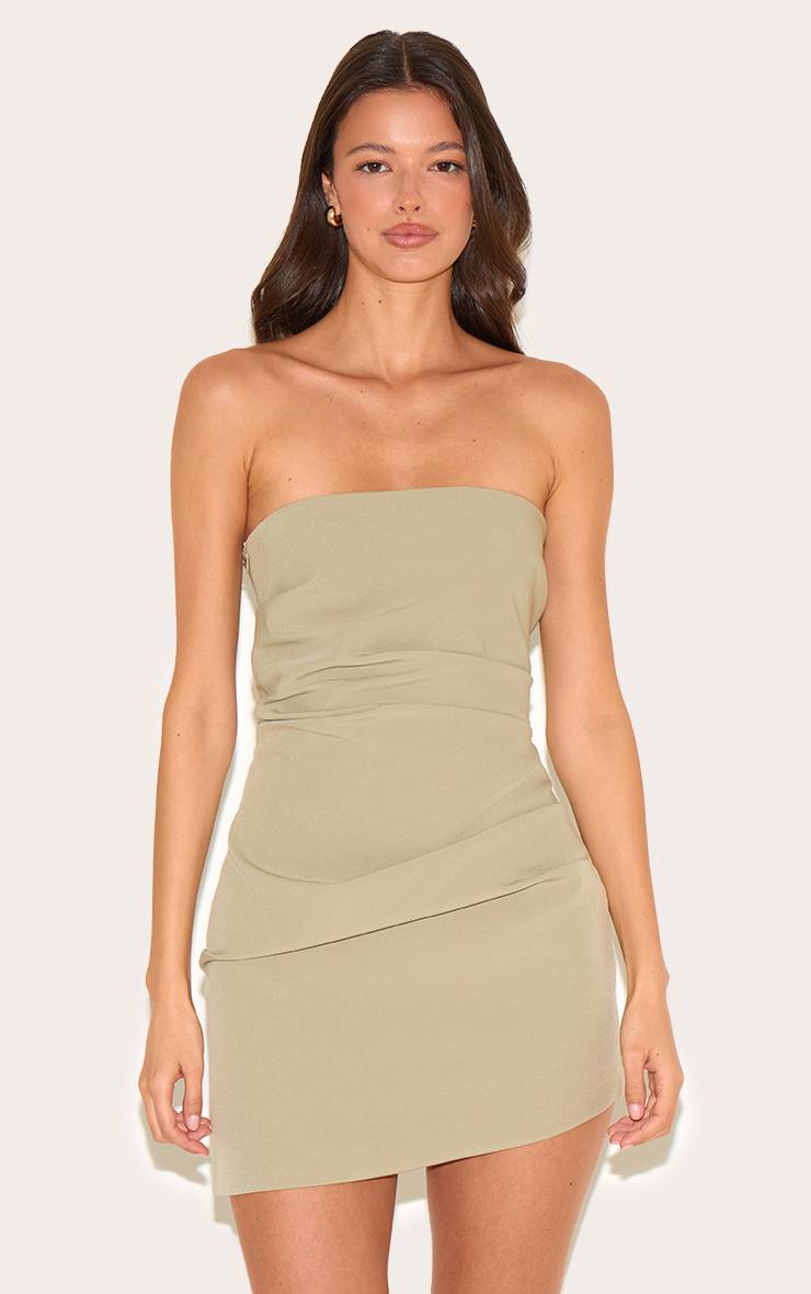 Vert Sauge Robe Mini Bandeau Froncée