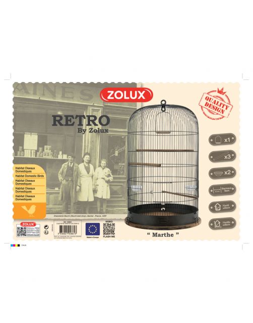 Zolux Retro Vogelkooi Marthe - Vogelverblijven - 48x48x74 cm Bruin