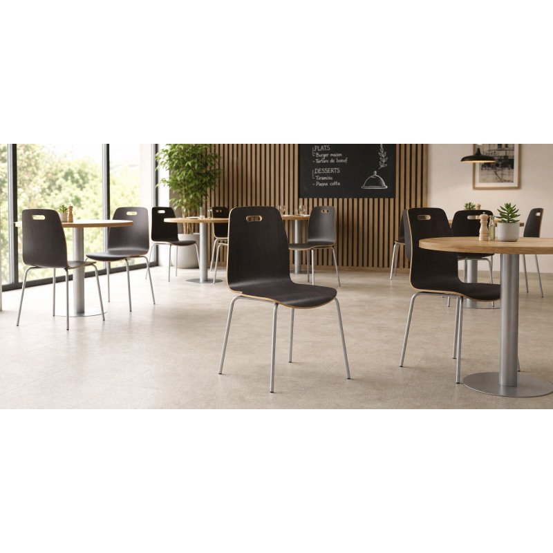 Chaise bois VILMA - piètement métal