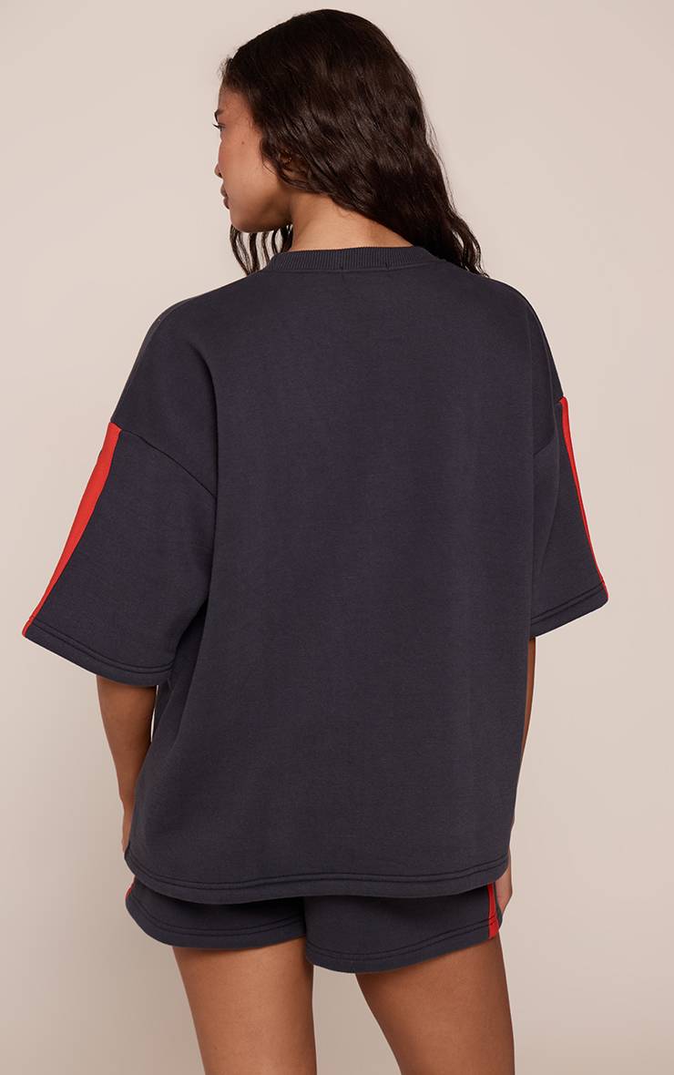 Bleu Marine T-shirt Sweat À Bandes Latérales