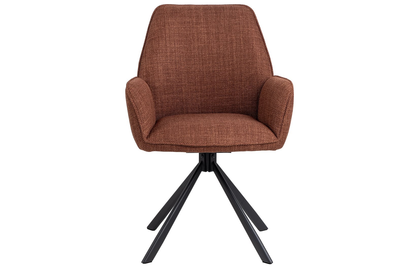 Glenda spisestol med arm Tekstil Basel 44 Terracotta med sortlakkert stålben