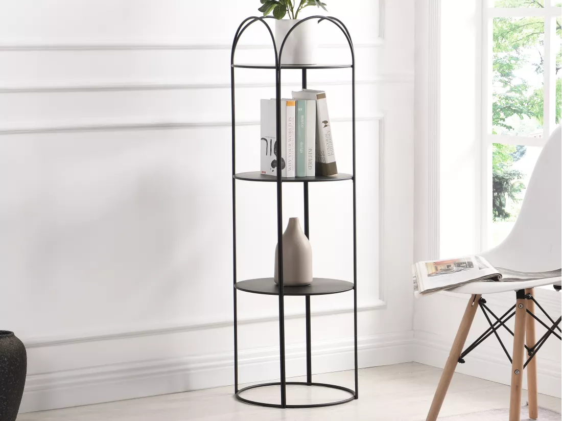 Etagère en métal - 3 tablettes - Noir - GRAZIELA