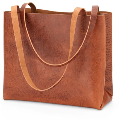 Ledershopper klein, cognac
