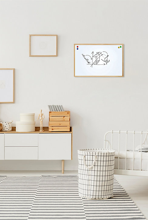 Tableau blanc effaçable cadre en bois L.60 x l.40 cm