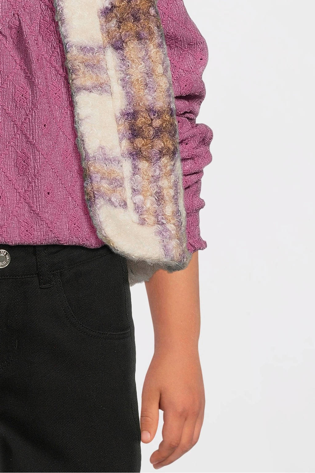 LOOXS geruit gilet ecru/paars