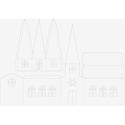Kit village illuminé Maisons & église carton, 5 pièces