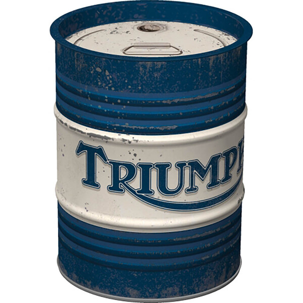 nostalgic art - Tirelire Vintage - Baril d'Huile Triumph Bleu / Blanc