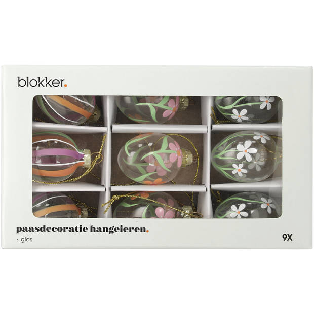 Blokker paasdecoratie hangeieren beschilderd s/9