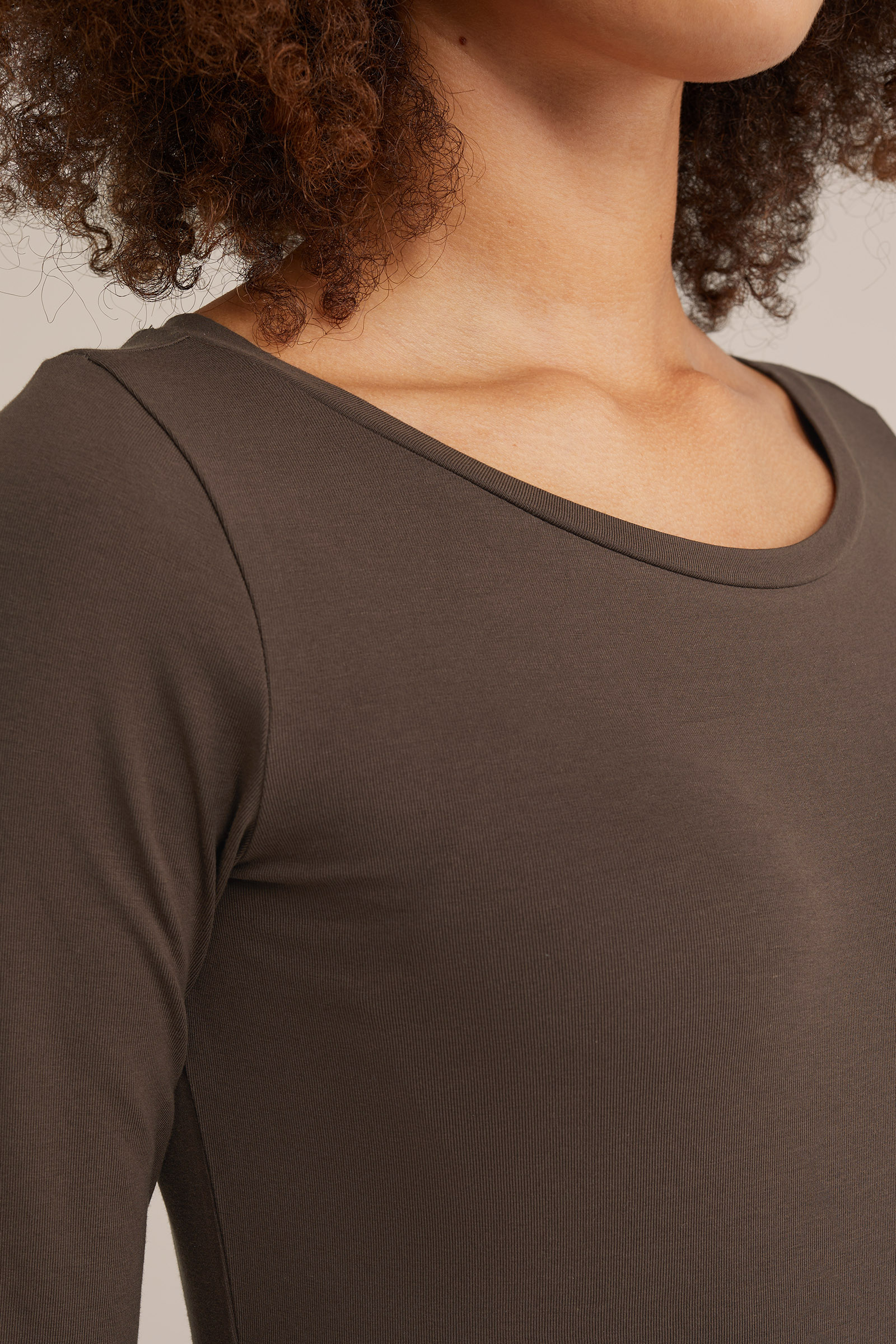 T-shirt van katoenmix WE Fashion Bruin