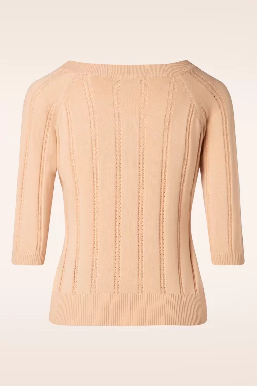 Banned Retro Belle Bow Pointelle top in beige