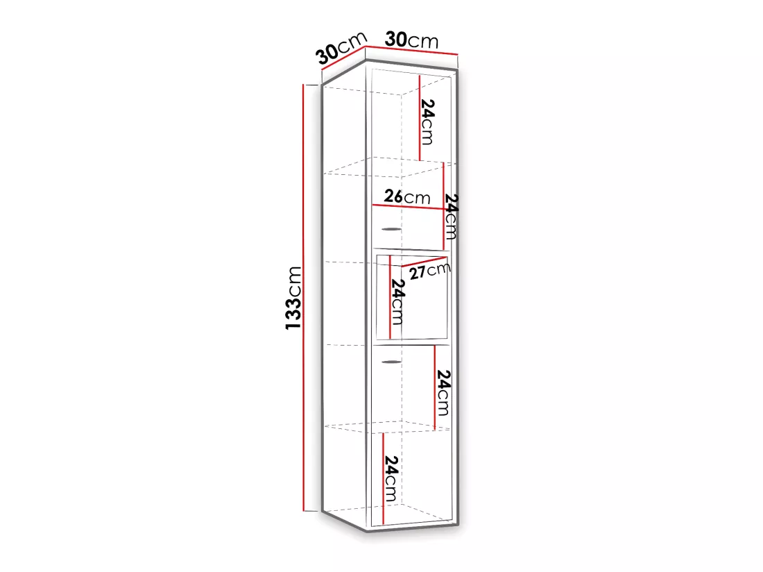 Armoire de toilette murale Baltesi 117, Chêne Artisan|Noir, À suspendre, 133x30x30cm