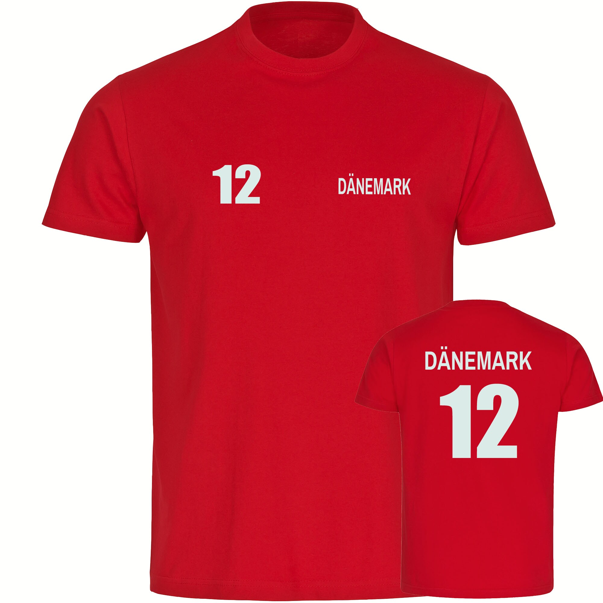 multifanshop® Kinder T-Shirt - Dänemark - Trikot 12 - Druck weiß