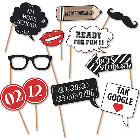 Studenter selfiesticks 11-pak - multifarvet