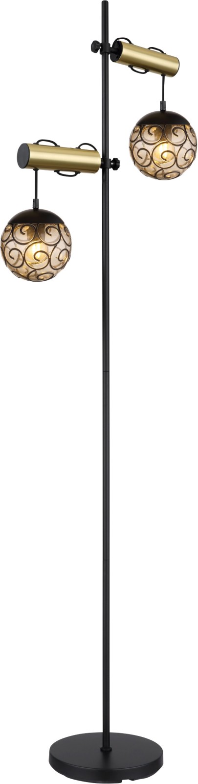 Standleuchte - schwarz matt - messingfarben - 168 cm