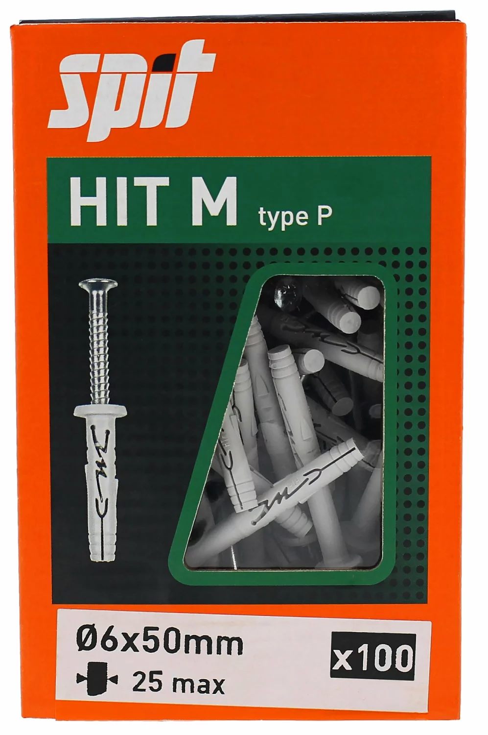 Spit 050121 Hit M Slagplug met kraag - 6x50/25 P (100st)