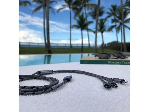 SunSlice Trident Kabel USB - Lightning/Micro-USB A/USB C 1 3-in-1 Ladekabel mit USB-C, Lightning und Micro-USB Anschlüssen