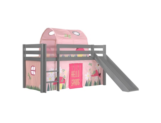 VIPACK - Lit mi-hauteur 90x200 avec toboggan sommier inclus et housse...