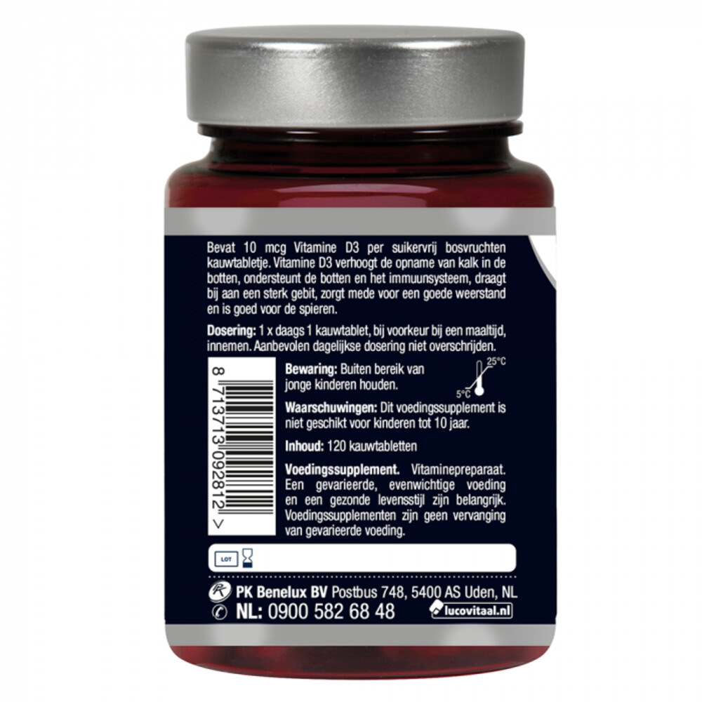 2x Lucovitaal D3 10 mcg (400Ie) Vitamine Vegan Kauwtabletten60 kauwtabletten