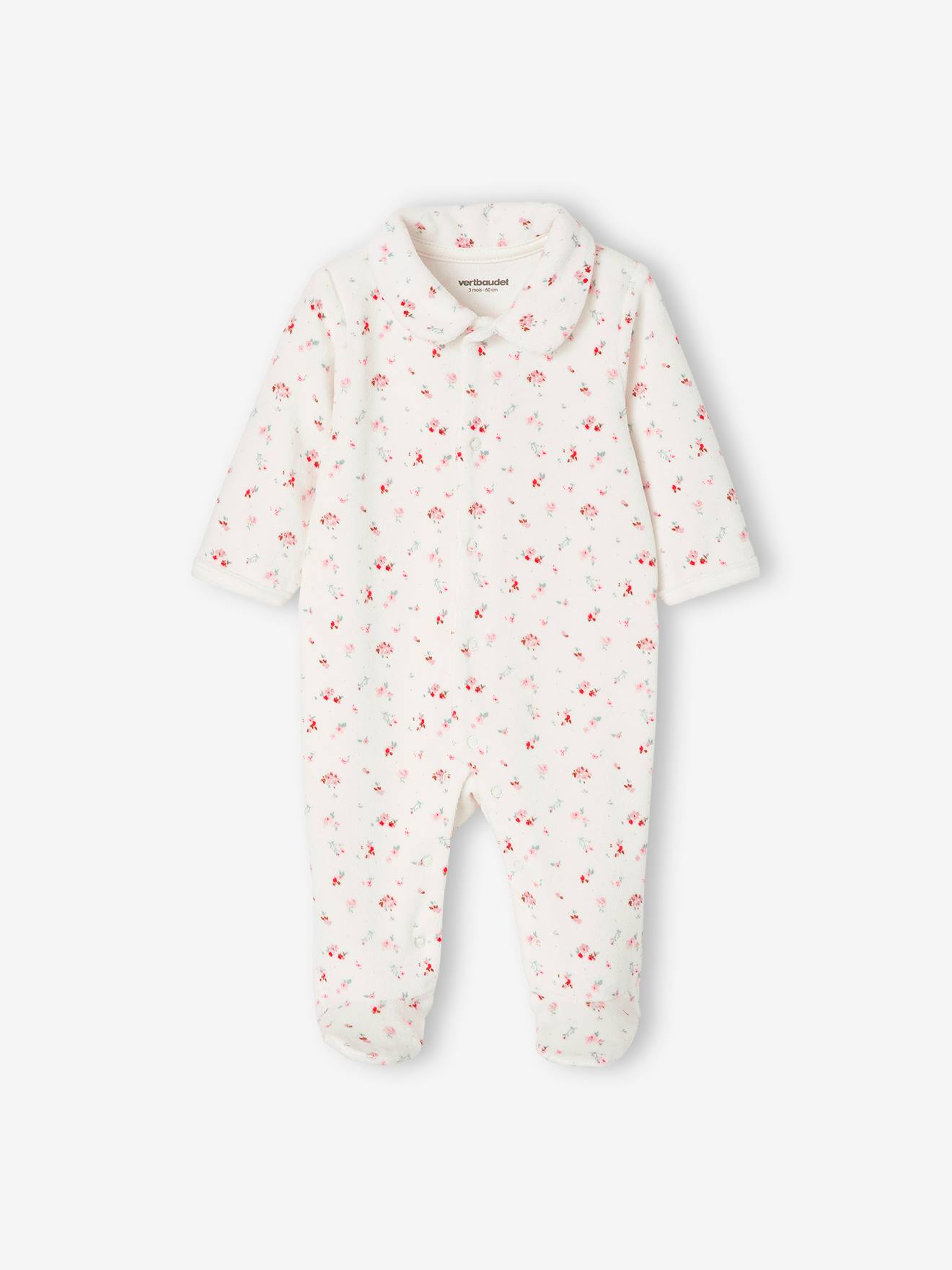Conjunto de 2 macacões para bebê menina em veludo bicolor rosa médio/multicolorido