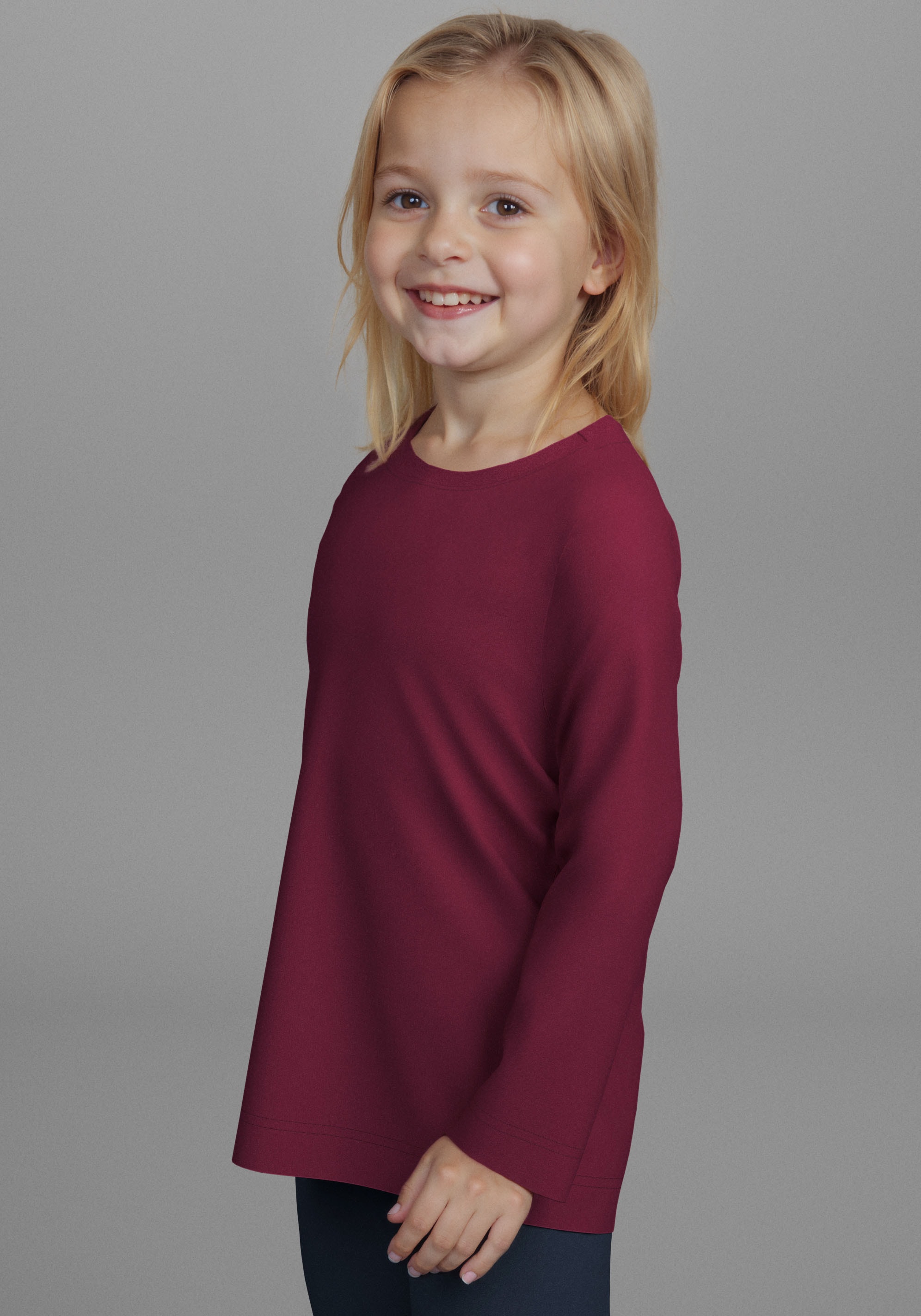 KIDSWORLD Langarmshirt »2er Pack 1x Herzen + 1x Unifarben Shirts«, 2 Stk. 2er Pack Shirts mit Herzen