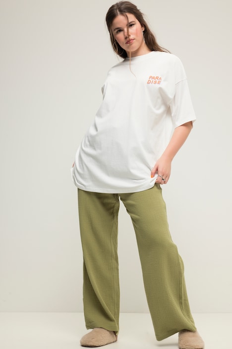Hose, wide Legs, Musselin, Elastikbund