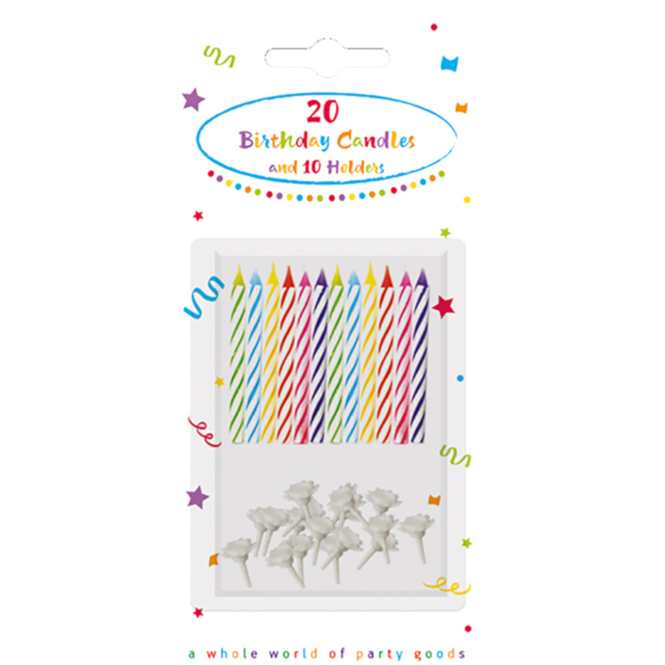 Geburtstagskerzen - inkl. Halter - 20 Stück