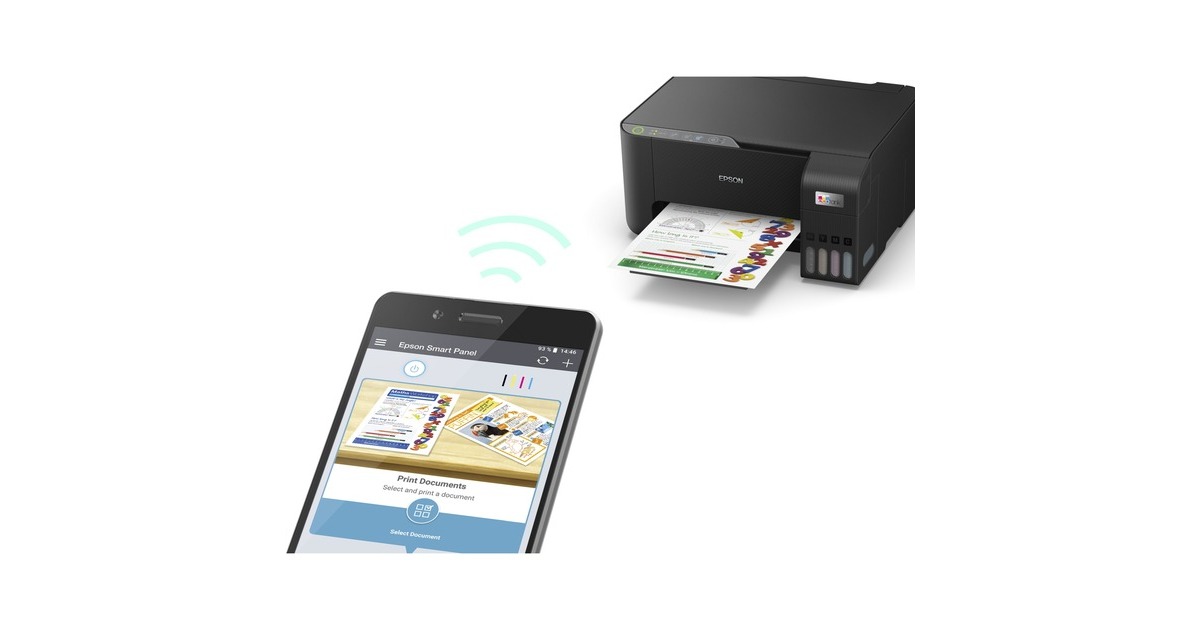 EpsonEcoTank ET-2861 A4 multifunctionele Wi-Fi-printer met inkttank all-in-one inkjetprinter  (Zwart, Scannen, Kopiëren, Wi-Fi, inclusief tot 3 jaar inkt)