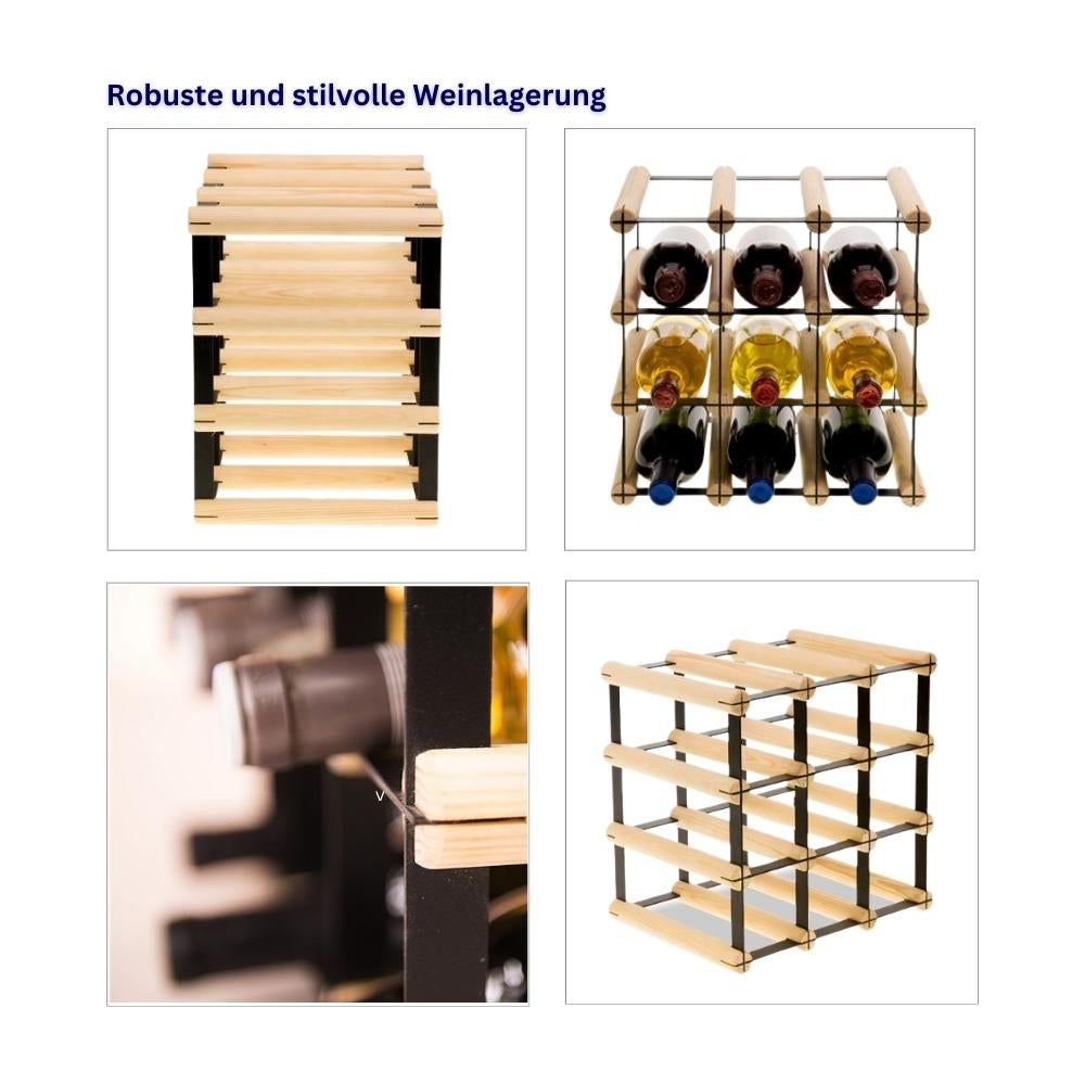 PROREGAL Modulair Wijnrek Vinotega Mod Metaal HxBxD 32,5 x 32,5 x 24,5 cm 3 x 3 Flessen Massief Dennenhout Natuurlijk