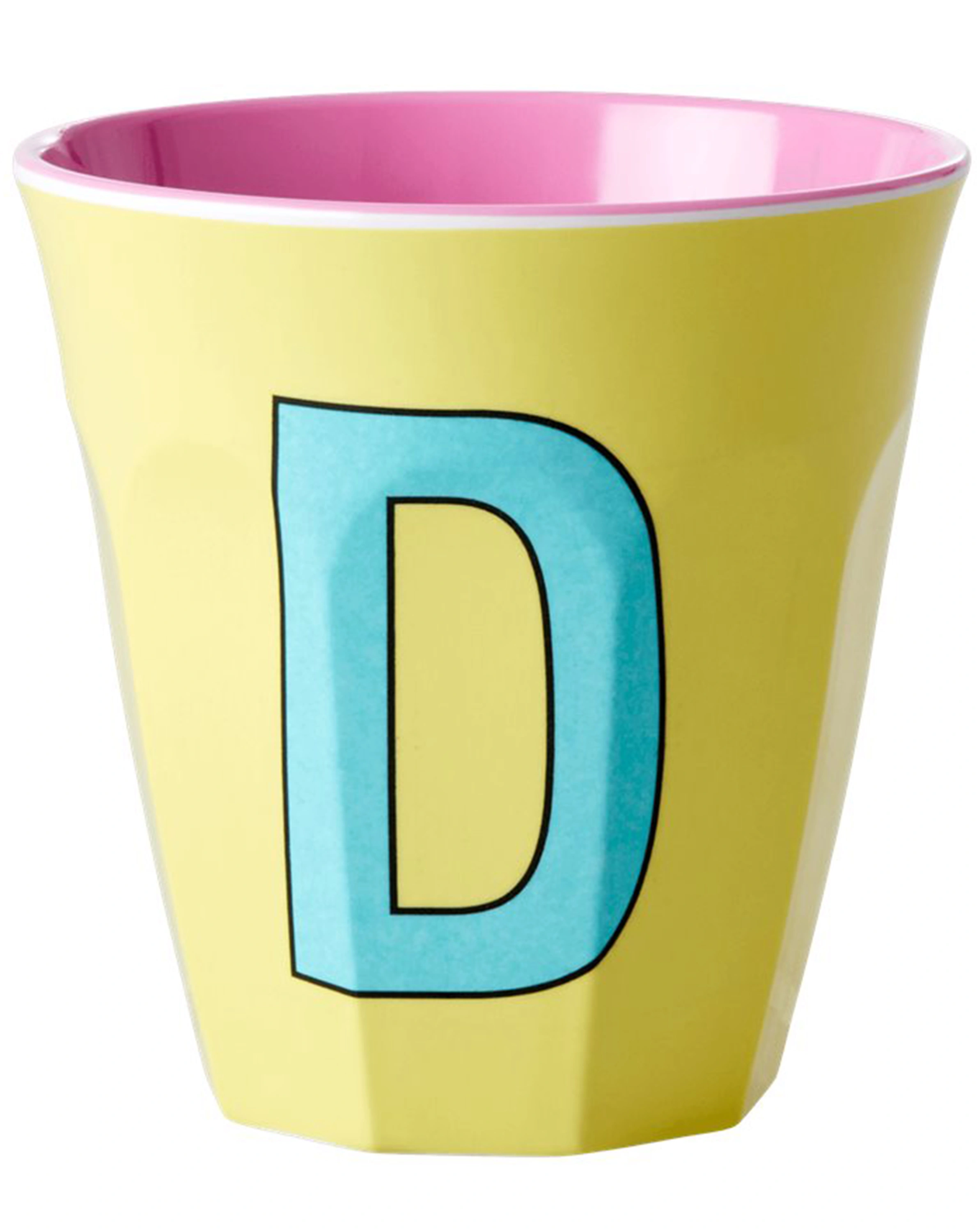 Melamin-Becher LETTER D - MEDIUM in yellow